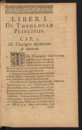 Cap. I. De Theologiae definitione & natura.
