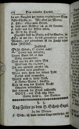 §. 3. Tag-Zeiten zu dem H. Schutz-Engel.
