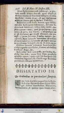 Dissertatio III. De Ordinibus in particulari sumptis.