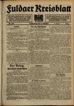Ausgabe vom Donnerstag, den 15. Oktober 1914.