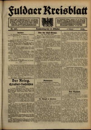 Ausgabe vom Donnerstag, den 15. Oktober 1914.