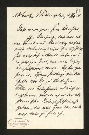 Brief an Gustav Schiefler