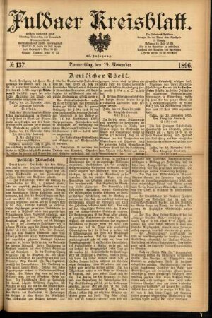 Erste Ausgabe vom Donnerstag, den 19. November 1896.