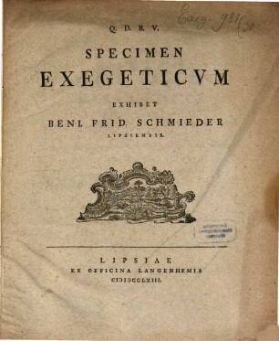 Specimen Exegeticvm