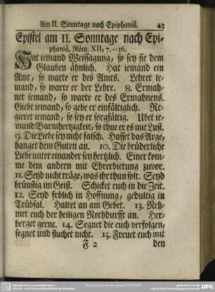 Epistel am II. Sonntage nach Epiphaniae