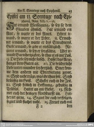 Epistel am II. Sonntage nach Epiphaniae