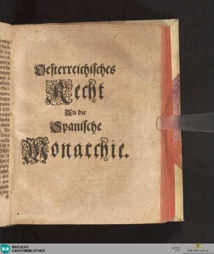 Oesterreichisches Recht an die Spanische Monarchie