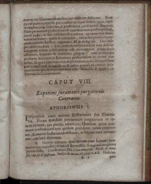 Caput VIII. Exponens iuramenti purgationis Contraria.