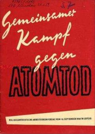 Dokumentation zur VIII. Gesamtdeutschen Arbeiterkonferenz 1958 in Leipzig