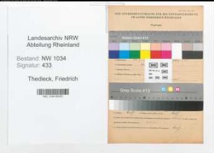 Entnazifizierung Friedrich Thedieck , geb. 25.01.1898 (Oberst)