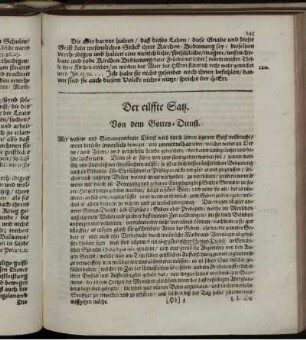 Der eilffte Satz. Von dem Gottes-Dienst