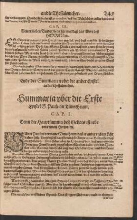 Summaria uber die Erste Epistel S. Pauli/ an Timotheum.