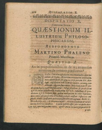 Disputatio X. ... Respondente Martino Phaleno