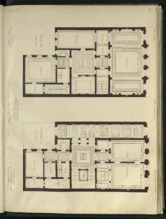 Entwurf zu einem Architekten-Vereinshaus. Grundriss Erdgeschoss, 1. Stock.