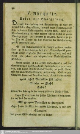 V. Abschnitt. Ueber die Chargirung