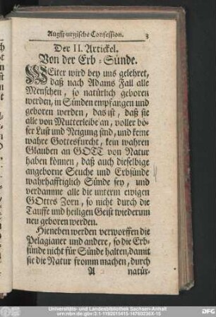 Der II. Artickel. Von der Erb-Sünde.