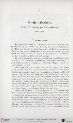 Zweiter Abschnitt: Verfall, Verwildrung und Wiedererhebung 600-1150