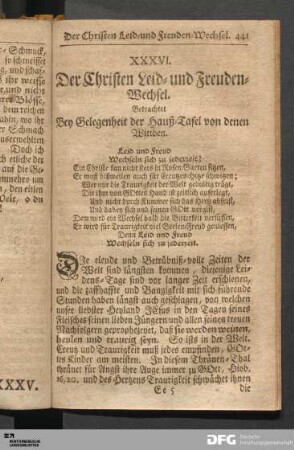 XXXVI. Der Christen Leid- und Freuden-Wechsel.