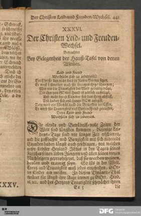 XXXVI. Der Christen Leid- und Freuden-Wechsel.