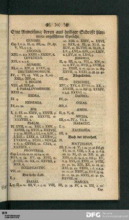 Eine Anweisung deren aus heiliger Schrifft hierinnen angeführten Sprüche.