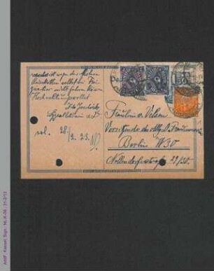 Postkarte von Ida Joedicke an Dorothee von Velsen