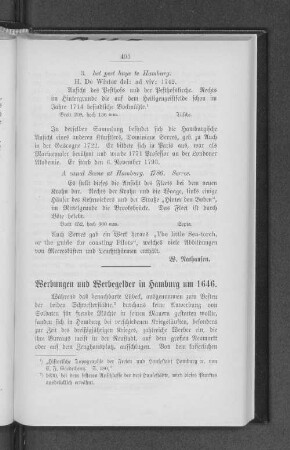 Werbungen und Werbegelder in Hamburg um 1646.