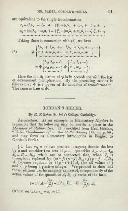 GORDAN'S SERIES.