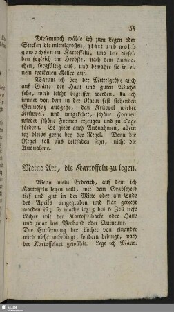 Meine Art, die Kartoffeln zu legen