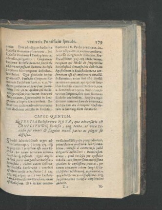 Caput Quintum. De Tertia Ecclesiae verae Nota, quae adversario est Amplitudo Ecclesiae, eaque tanta ...