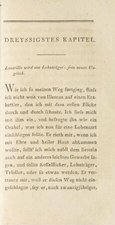 Dreyssigstes Kapitel. Lazarillo wird ein Lohnträger : sein neues Unglück