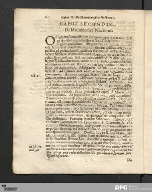 Caput Secundum. De Matutino sive Nocturnis.