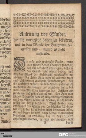 Anleitung vor Sünder