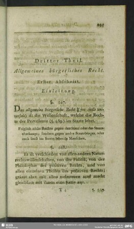 Dritter Theil. Allgemeines bürgerliches Recht