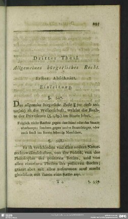 Dritter Theil. Allgemeines bürgerliches Recht