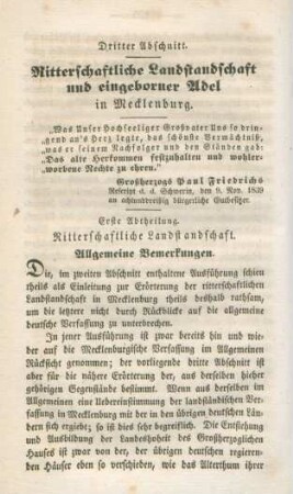 Erste Abtheilung: Ritterschaftliche Landstandschaft