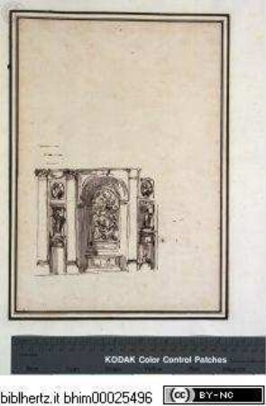 Disegni di Carlo Marchionni Architetto, e Scultore Romano, Teilaufriss der Wandgliederung der Kapellenzone des Langhauses von San Domenico in Ancona