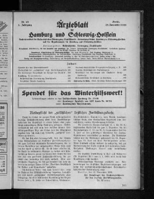Spendet für das Winterhilfswerk!
