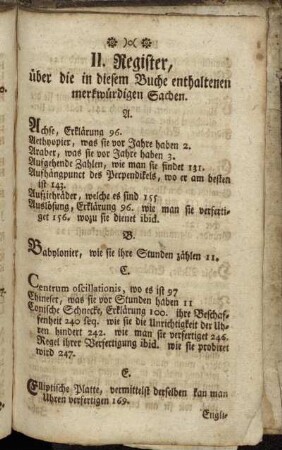 II. Register, über die in diesem Buche enthaltenen merkwürdigen Sachen.