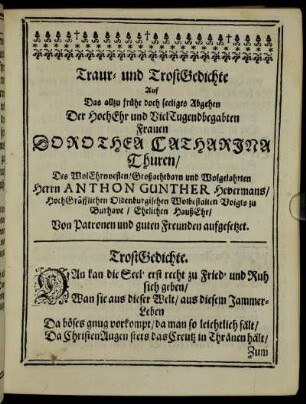 Trauer- und Trostgedichte [...]