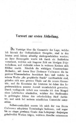 Vorwort zur ersten Abtheilung.