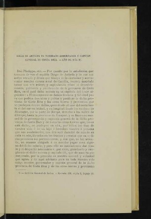 Diego de Artieda es nombrado gobernador y capitán general de Costa Rica. - Año de 1574 (1).