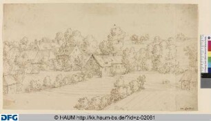Bauernhäuser zwischen Bäumen