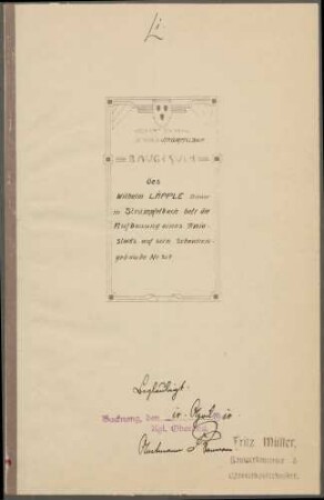 Läpple, Wilhelm, Bauer Aufbau an die Scheuer
