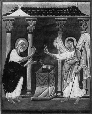 Perikopenbuch — Zacharias und der Engel, Folio 86verso