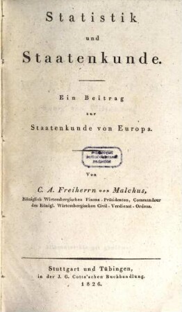 Statistik und Staatenkunde : ein Beitrag zur Staatenkunde von Europa