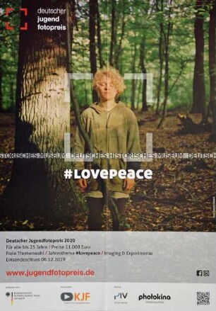 Plakat zum Deutschen Jugendfotopreis 2020 zum Jahresthema #Lovepeace