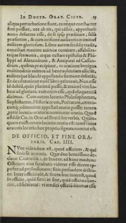 De Officio, Et Fine Oratoris. Cap. IIII.