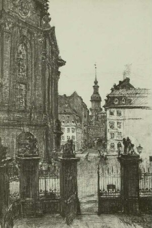 Dresden. Blick vom Coselpalais in die Töpfergasse