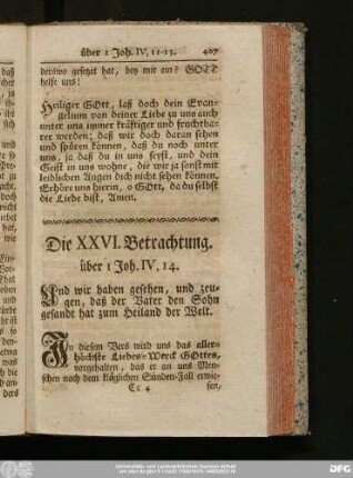 Die XXVI. Betrachtung über 1 Joh. IV, 14.