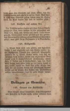 Beilagen zu Gemüsen